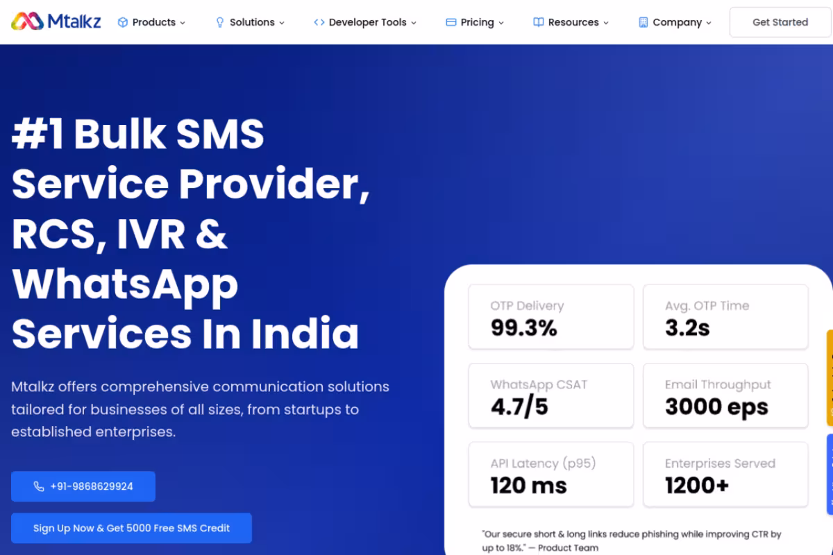 RCS & WhatsApp Services homepage screenshot