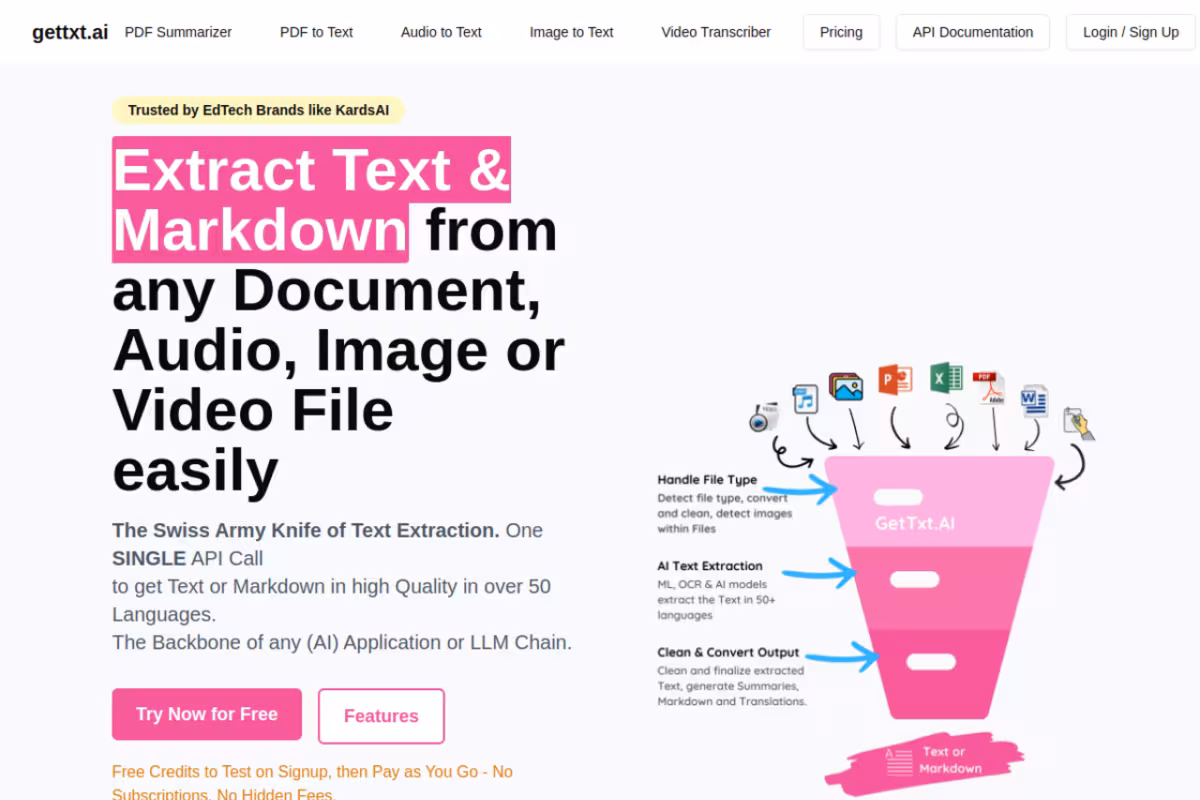 getTxt.AI homepage screenshot
