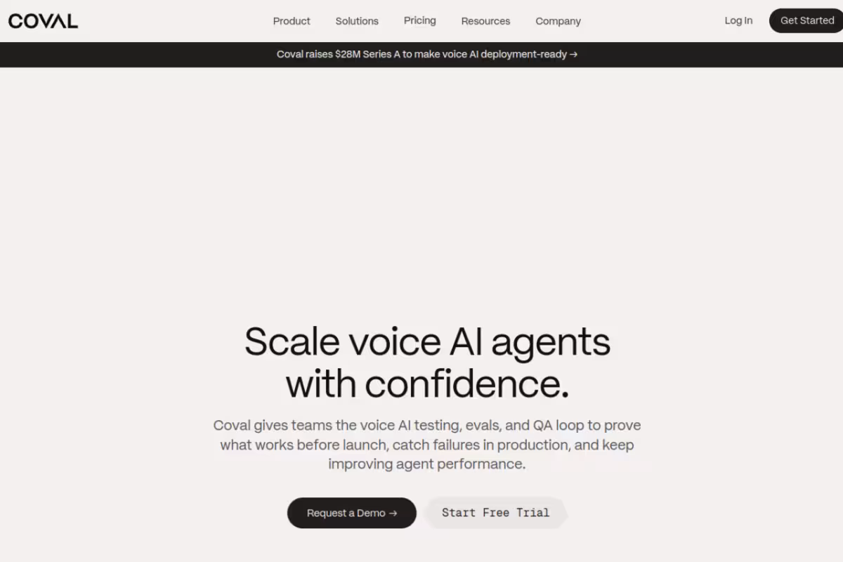 Coval homepage screenshot