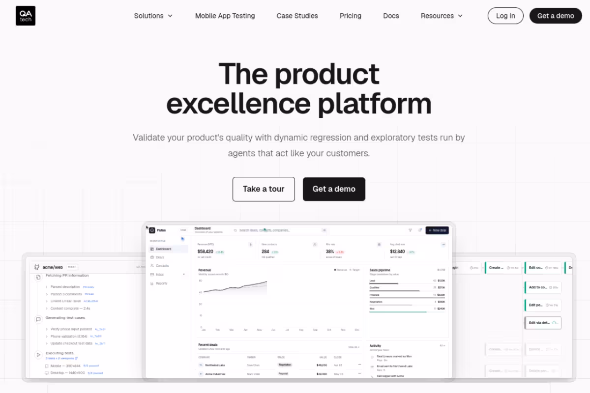 QA.tech homepage screenshot
