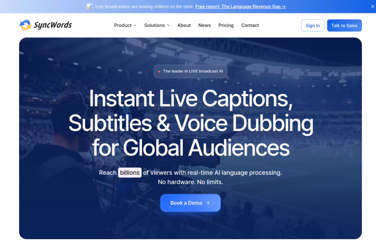 SyncWords homepage screenshot