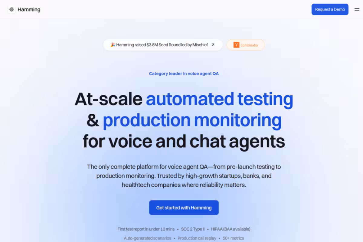 Hamming AI homepage screenshot