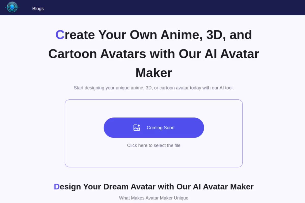 Avatar Maker homepage screenshot