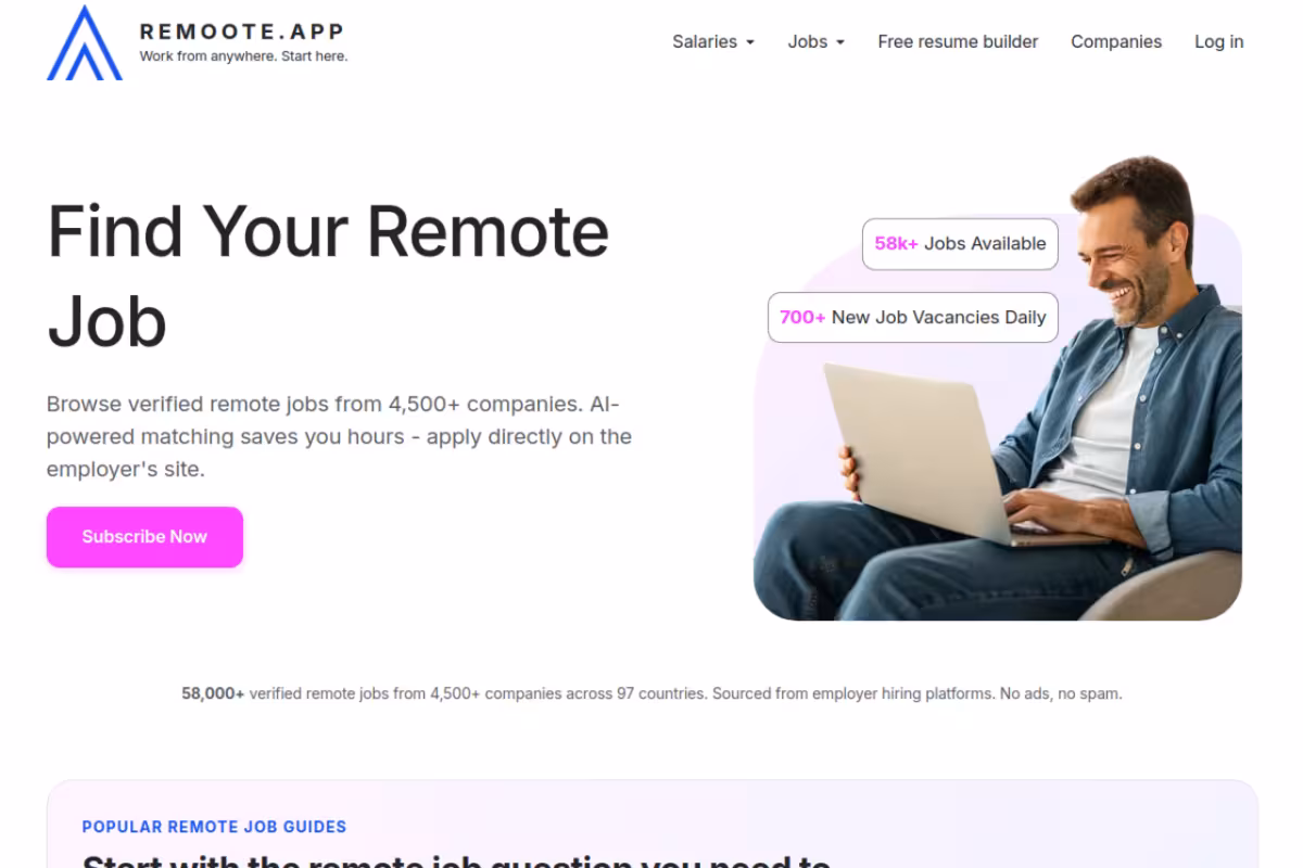 Remoote homepage screenshot