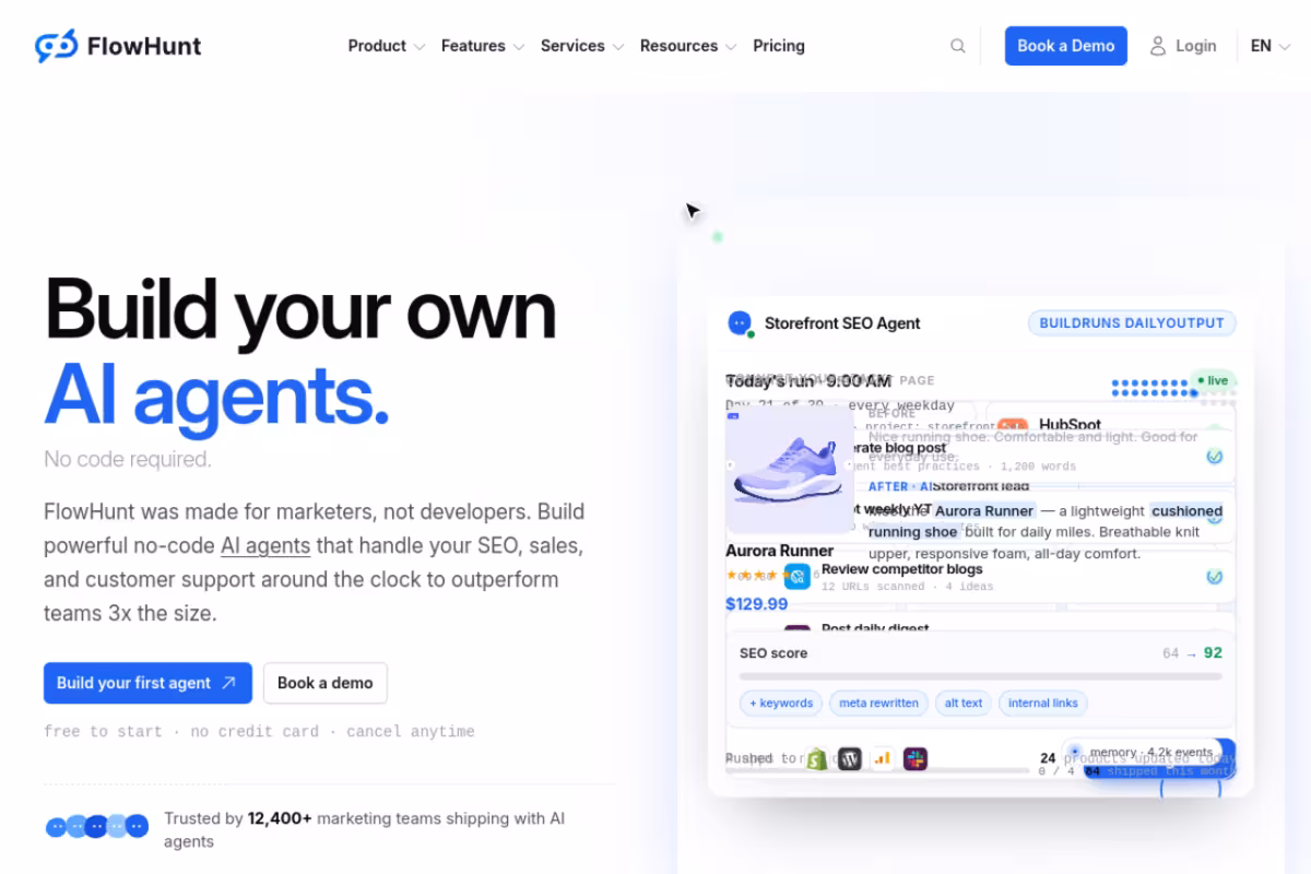 FlowHunt homepage screenshot