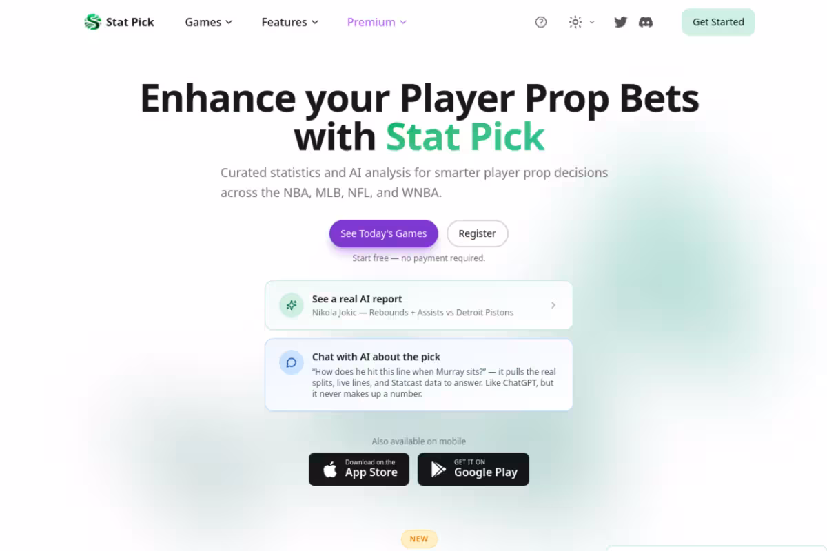 Stat Pick homepage screenshot