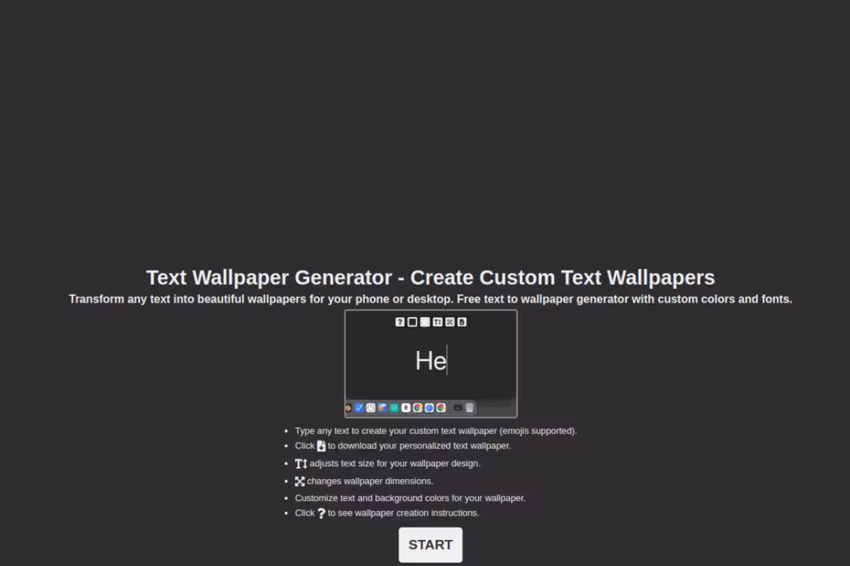 Text Wallpaper Generator homepage screenshot