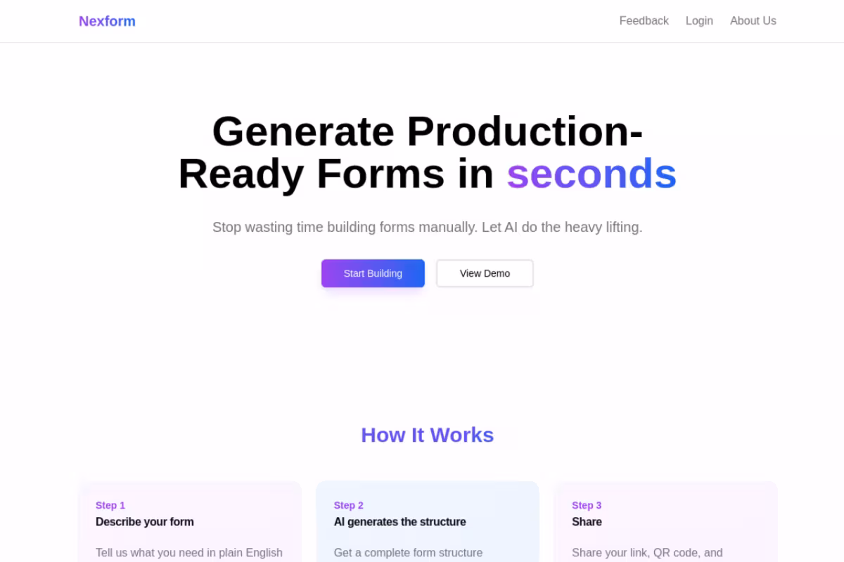 Nexform homepage screenshot