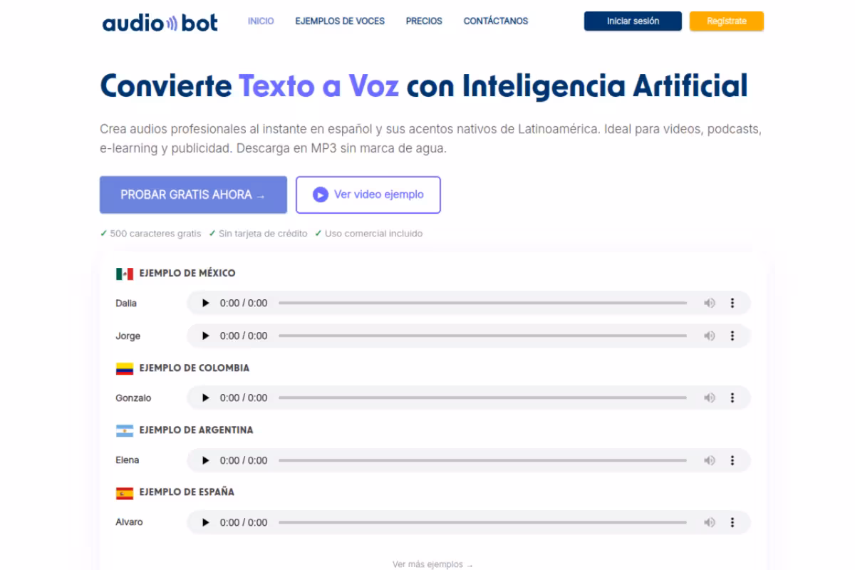AudioBot homepage screenshot
