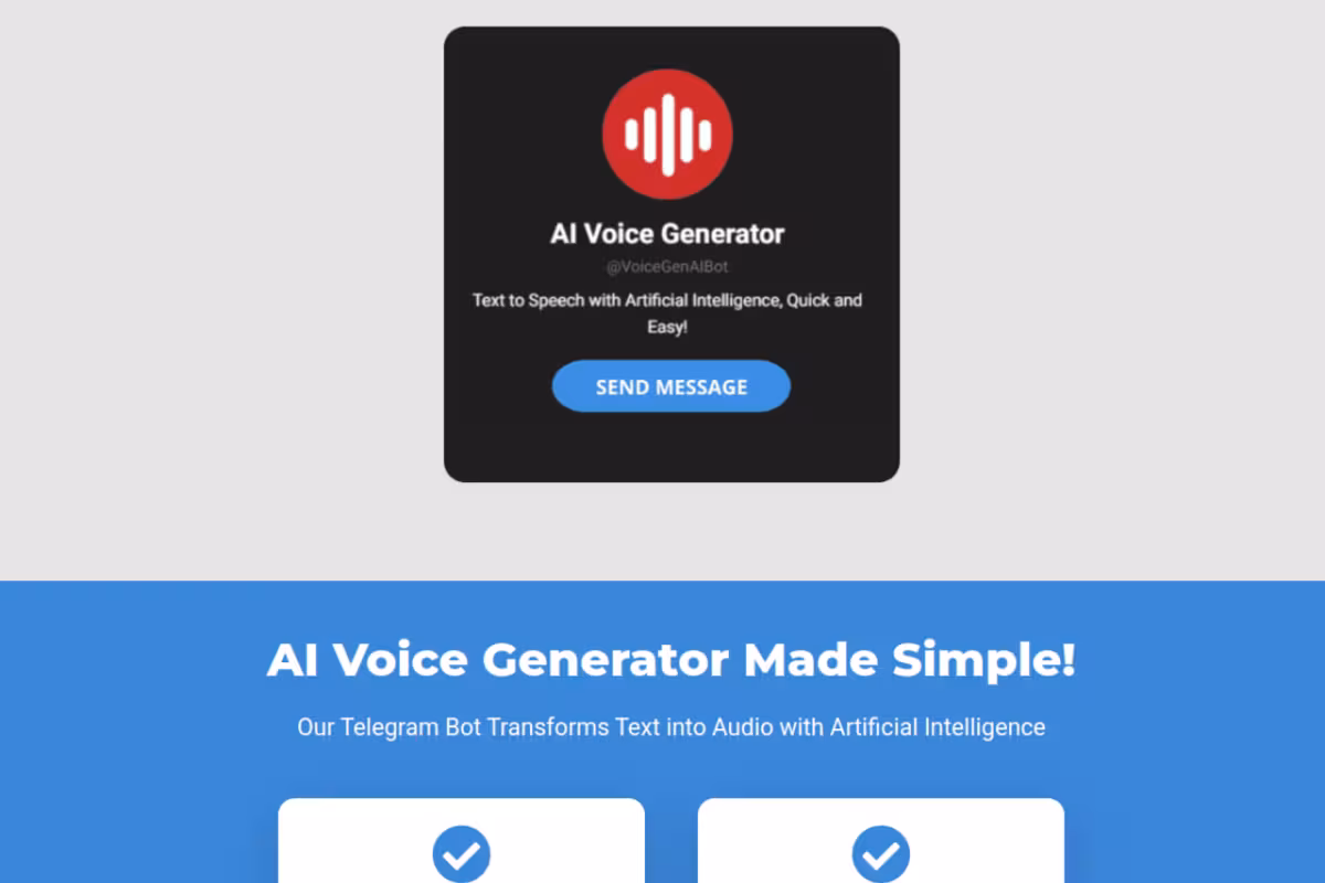 AI Voice Generator Bot homepage screenshot