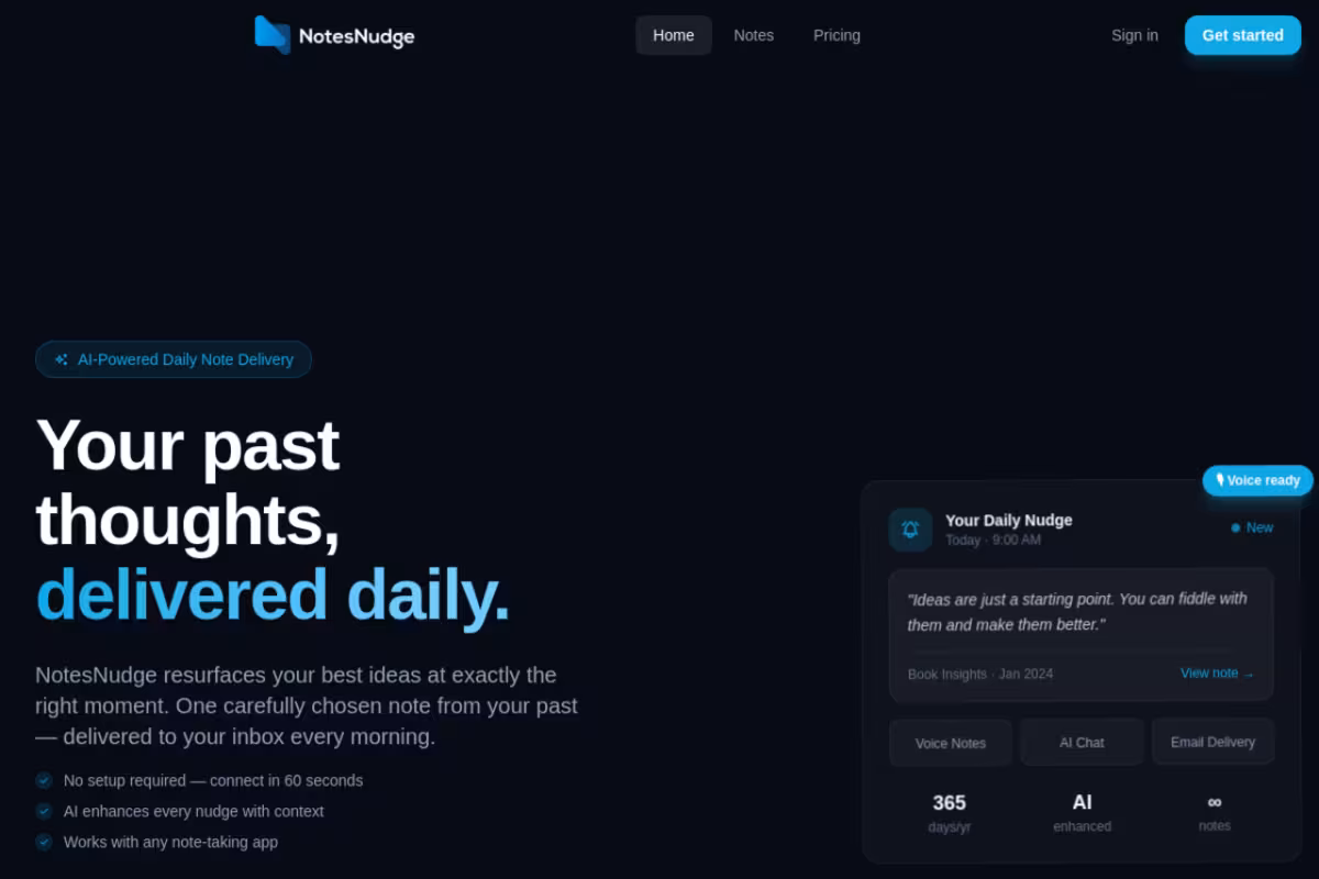 NotesNudge homepage screenshot