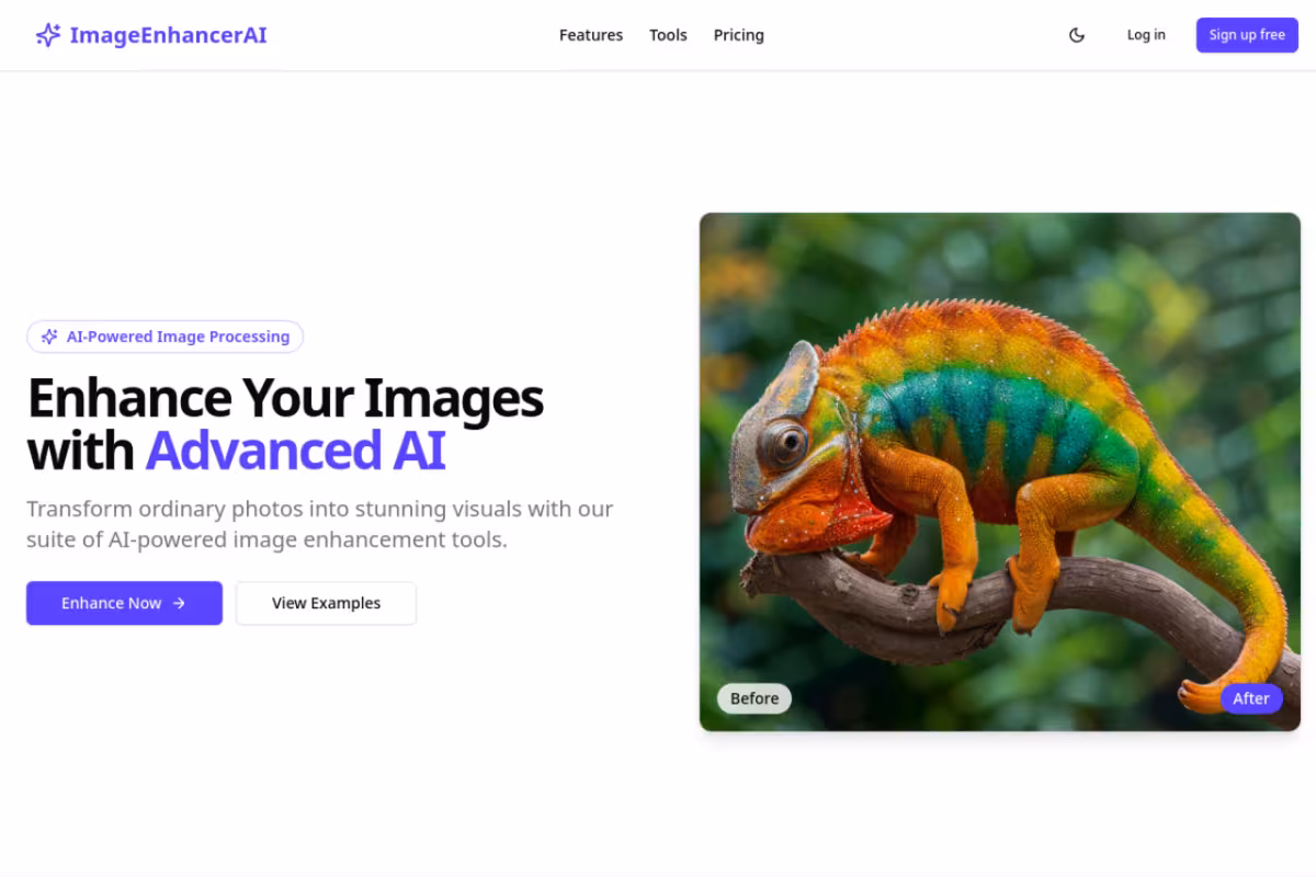 Image Enhancer AI homepage screenshot