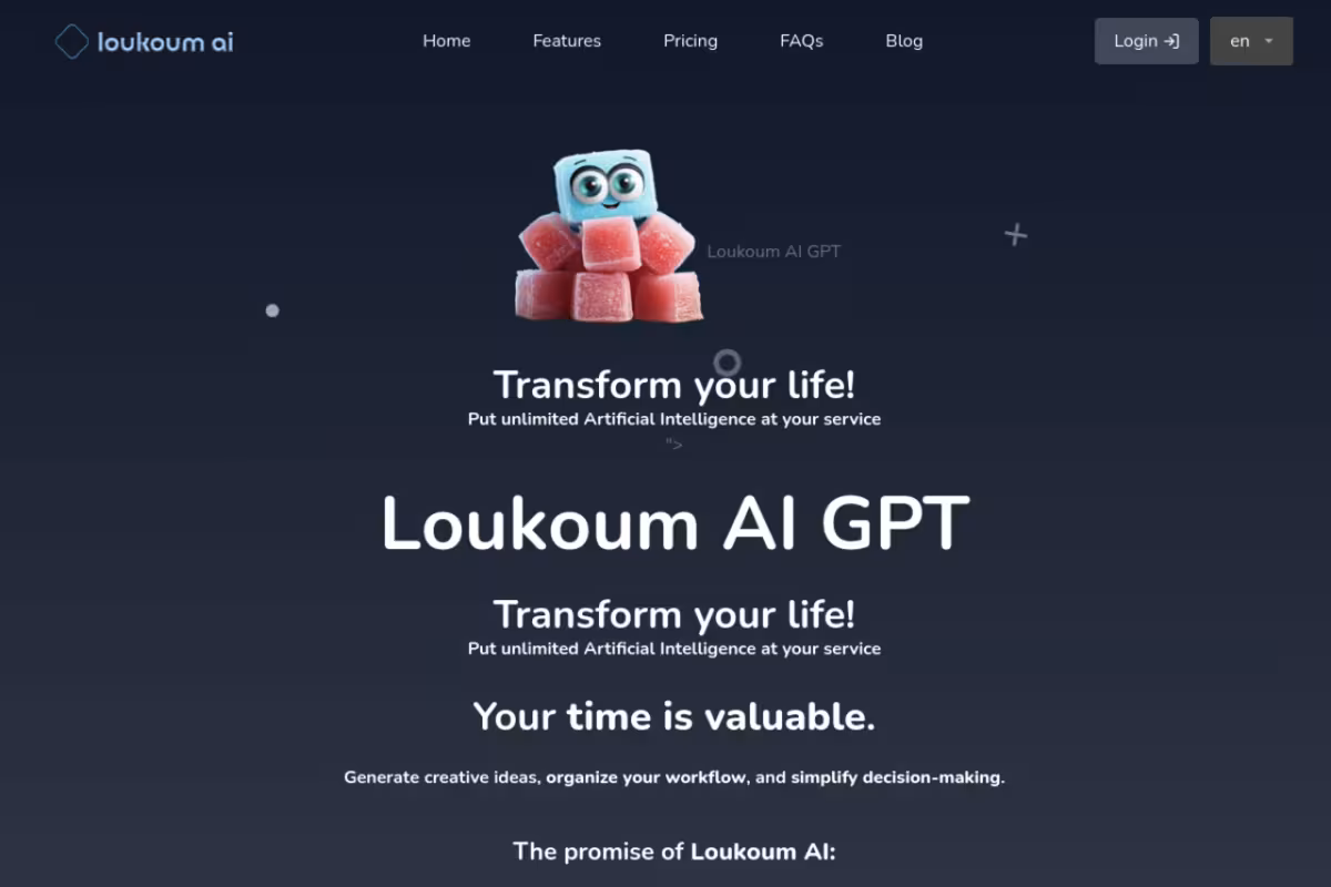 Loukoum AI homepage screenshot