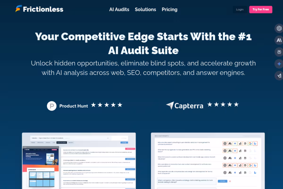 Frictionless homepage screenshot