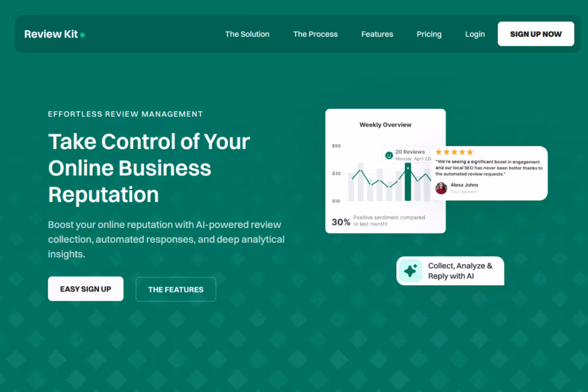 Review Kit homepage screenshot