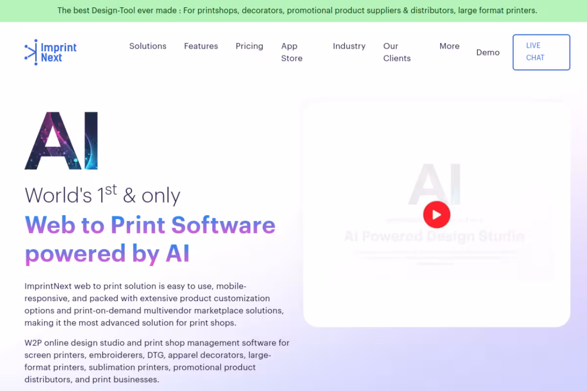 Web2Print homepage screenshot
