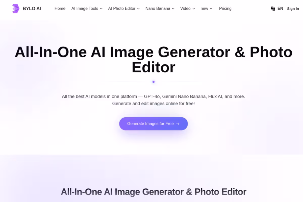 Bylo AI homepage screenshot