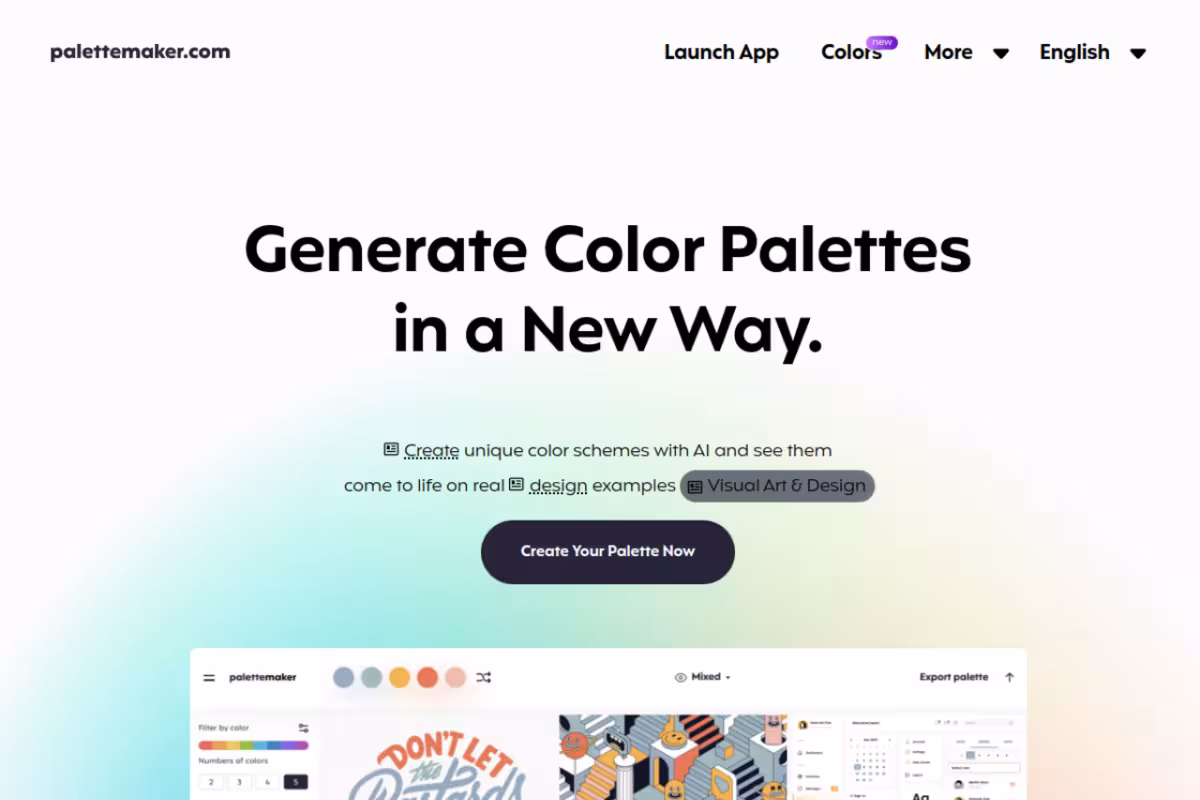 AI Color Palette Generator homepage screenshot