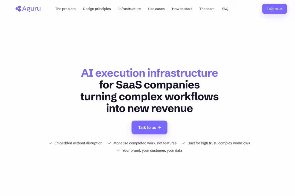 Aguru homepage screenshot