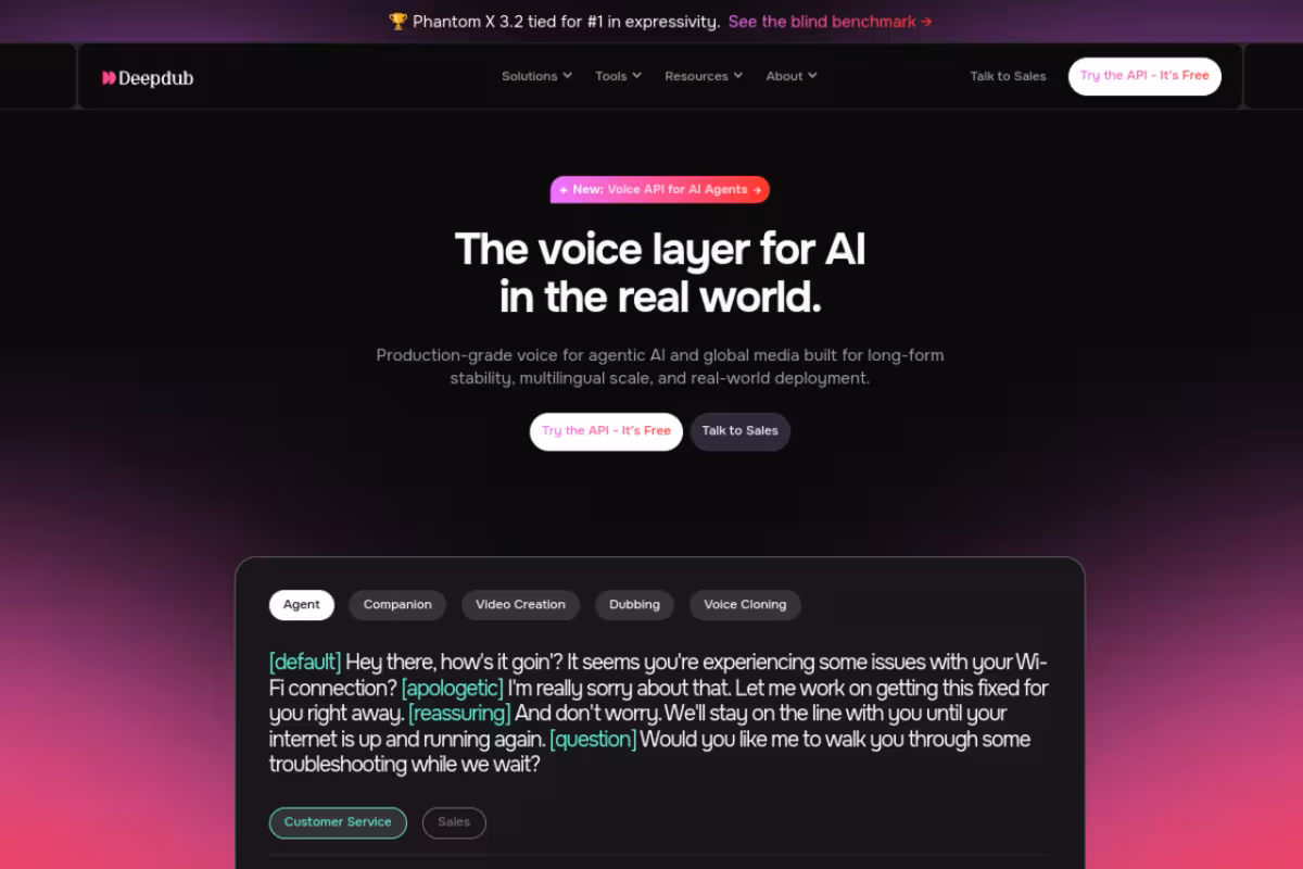 Deepdub homepage screenshot