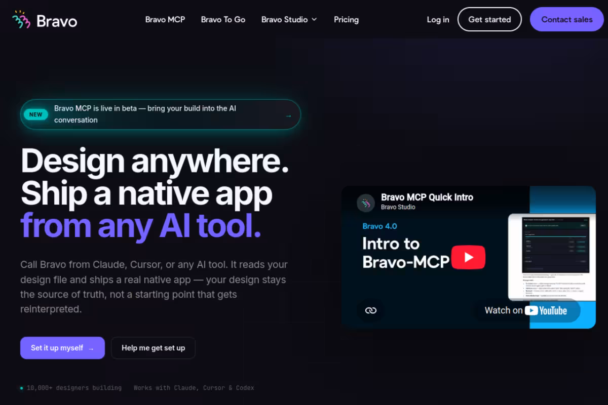 Bravo Studio homepage screenshot