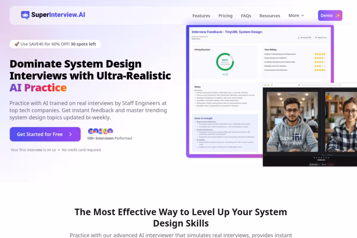 SuperInterview AI homepage screenshot