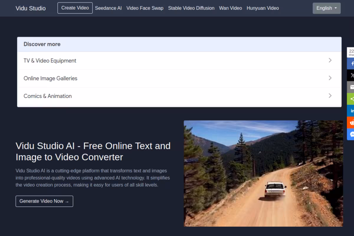 Vidu Studio AI homepage screenshot