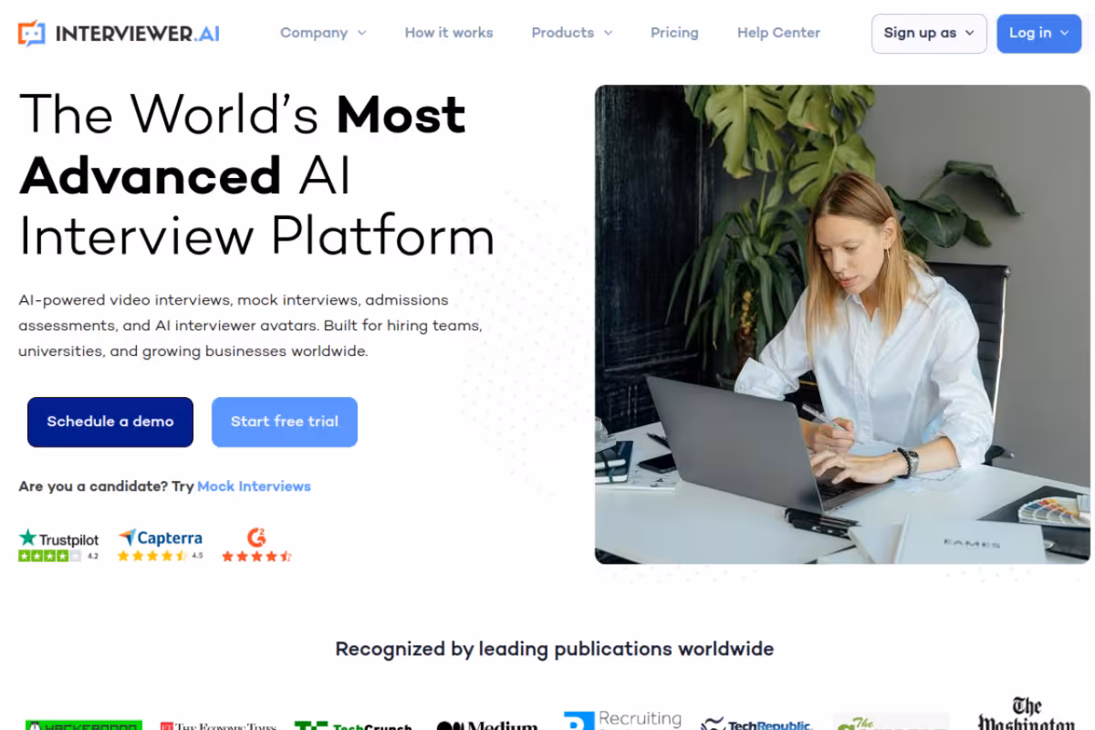 Interviewer.AI homepage screenshot