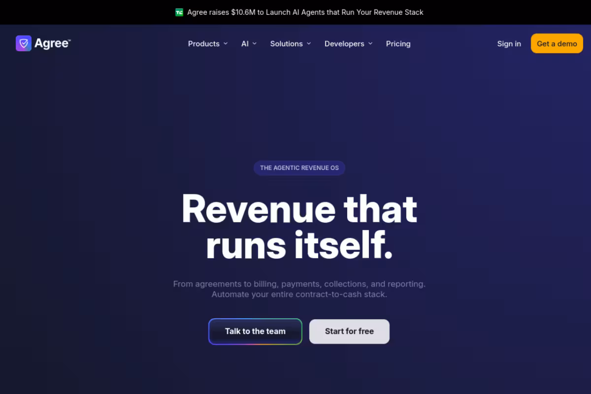 Revenue that runs itself. homepage screenshot