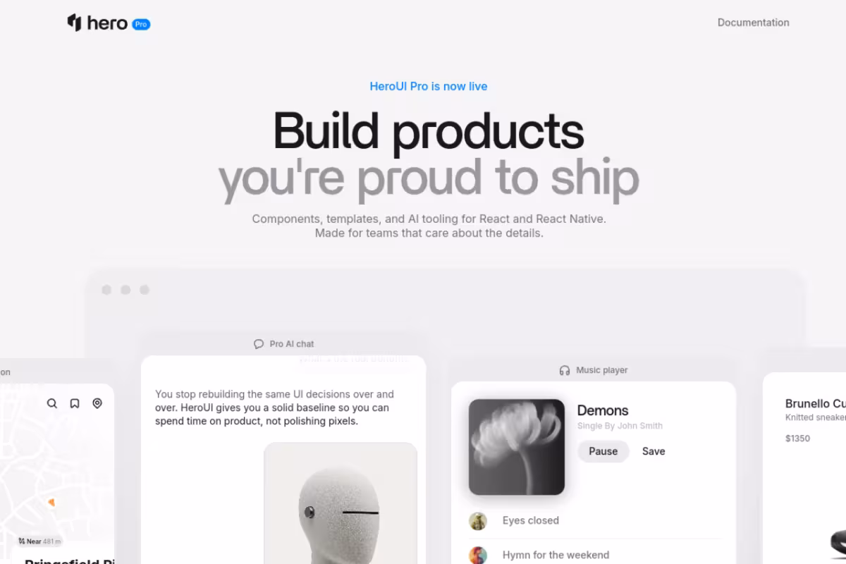 HeroUI Pro homepage screenshot