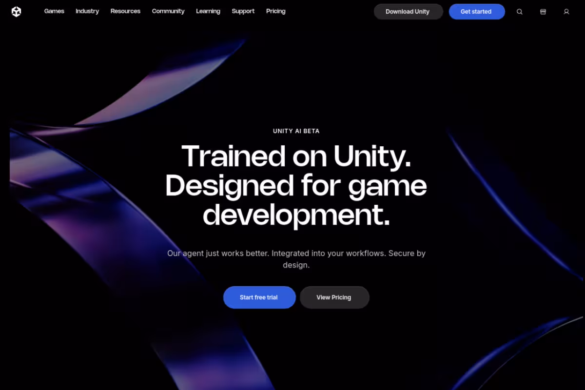 Unity homepage screenshot