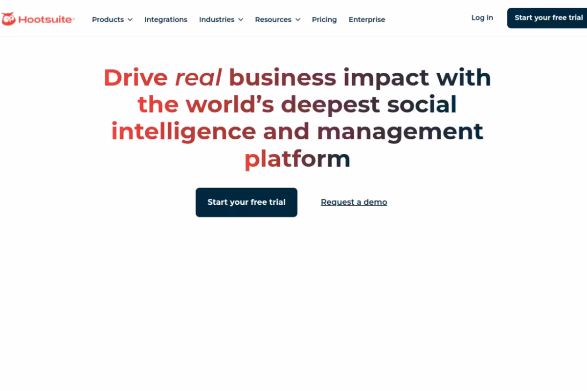 Hootsuite homepage screenshot