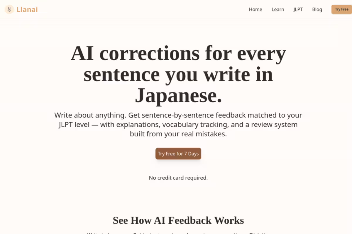 Llanai homepage screenshot