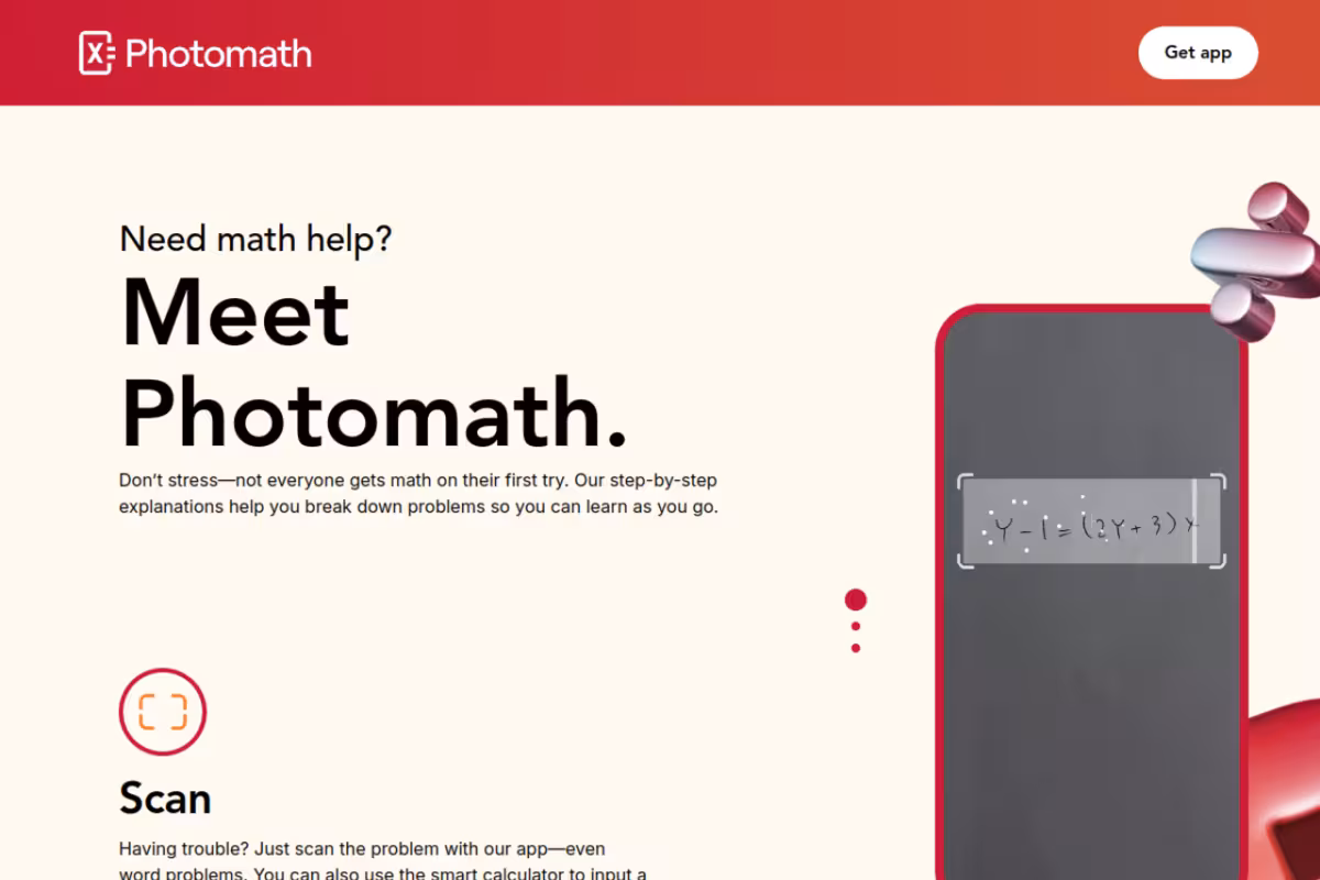 Photomath homepage screenshot