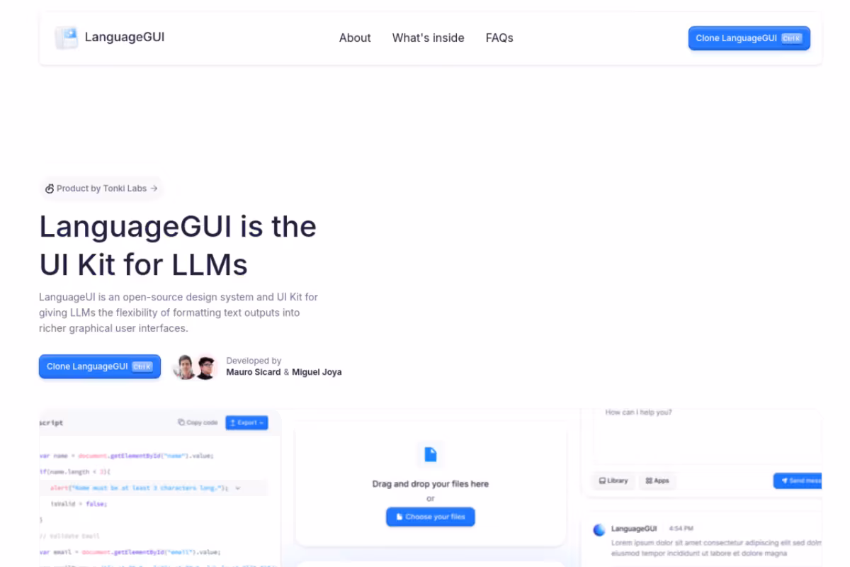LanguageGUI homepage screenshot