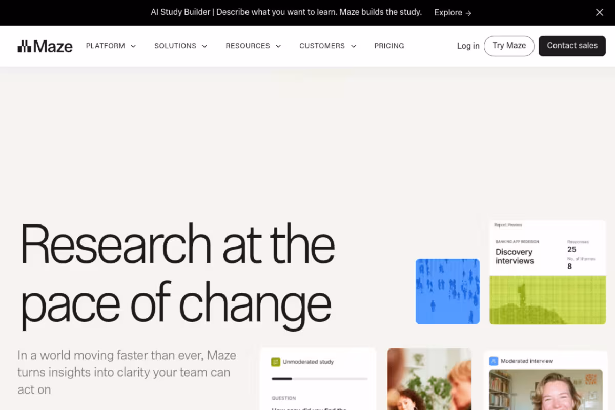 Maze homepage screenshot
