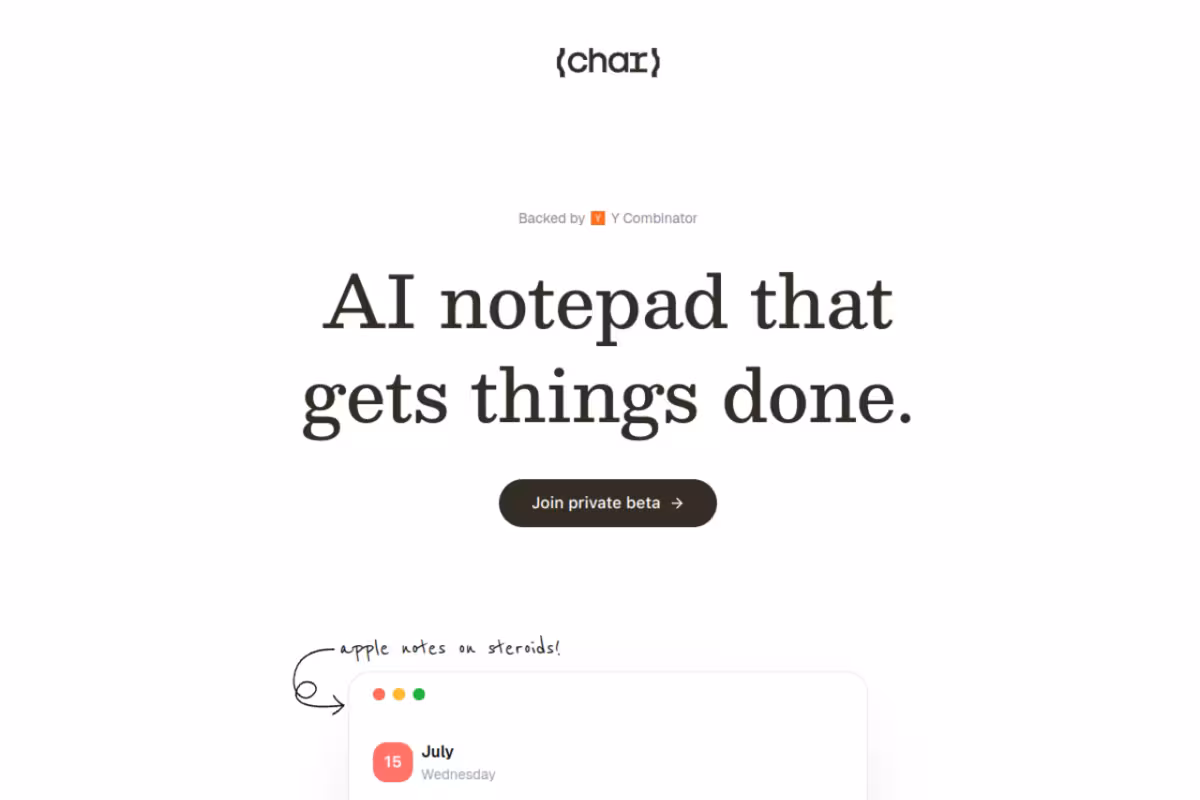 Char homepage screenshot
