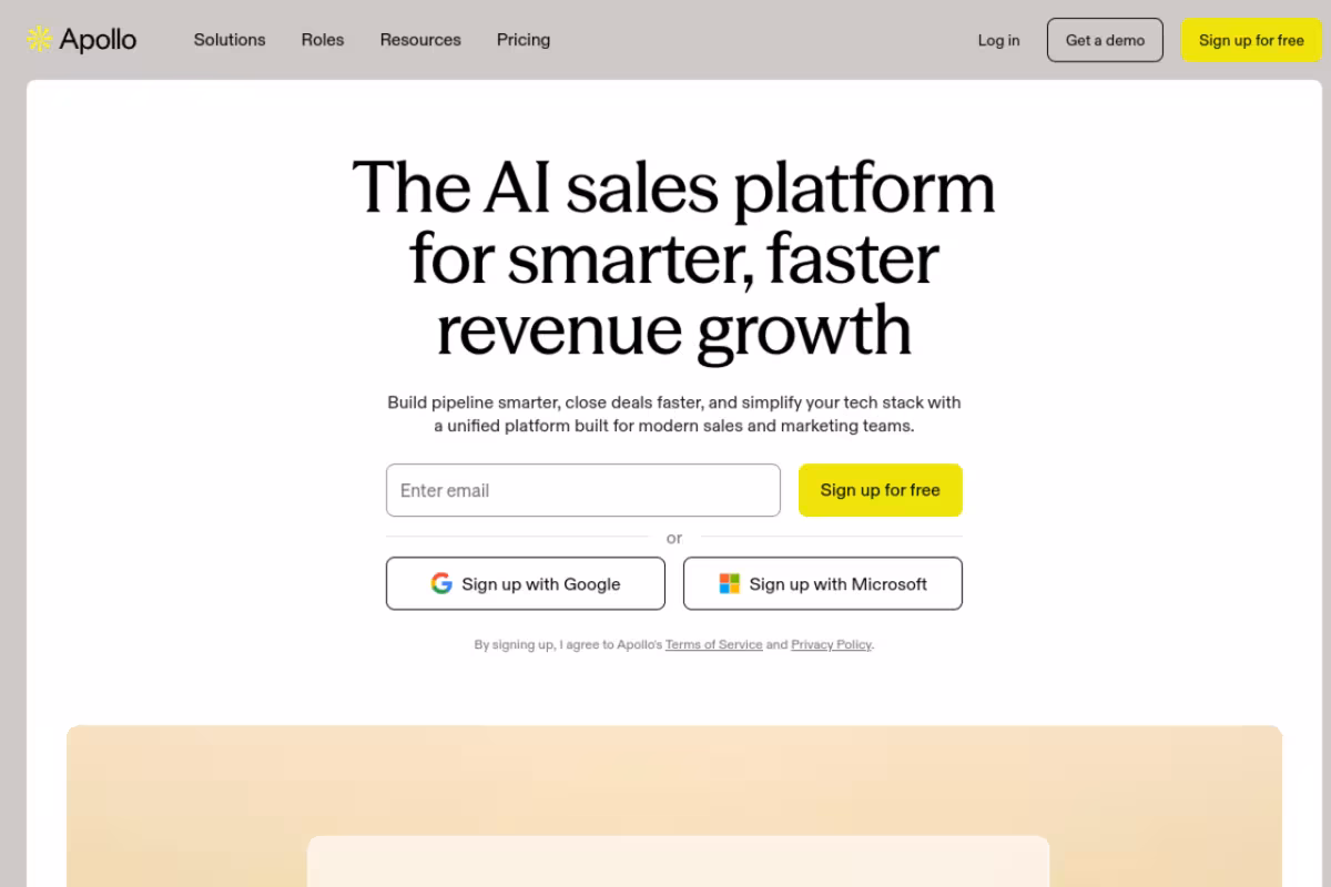 Apollo homepage screenshot