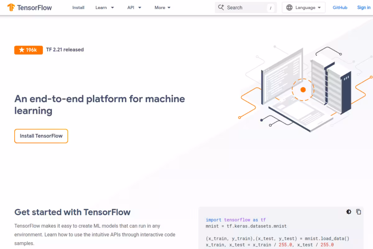 TensorFlow Playground homepage screenshot