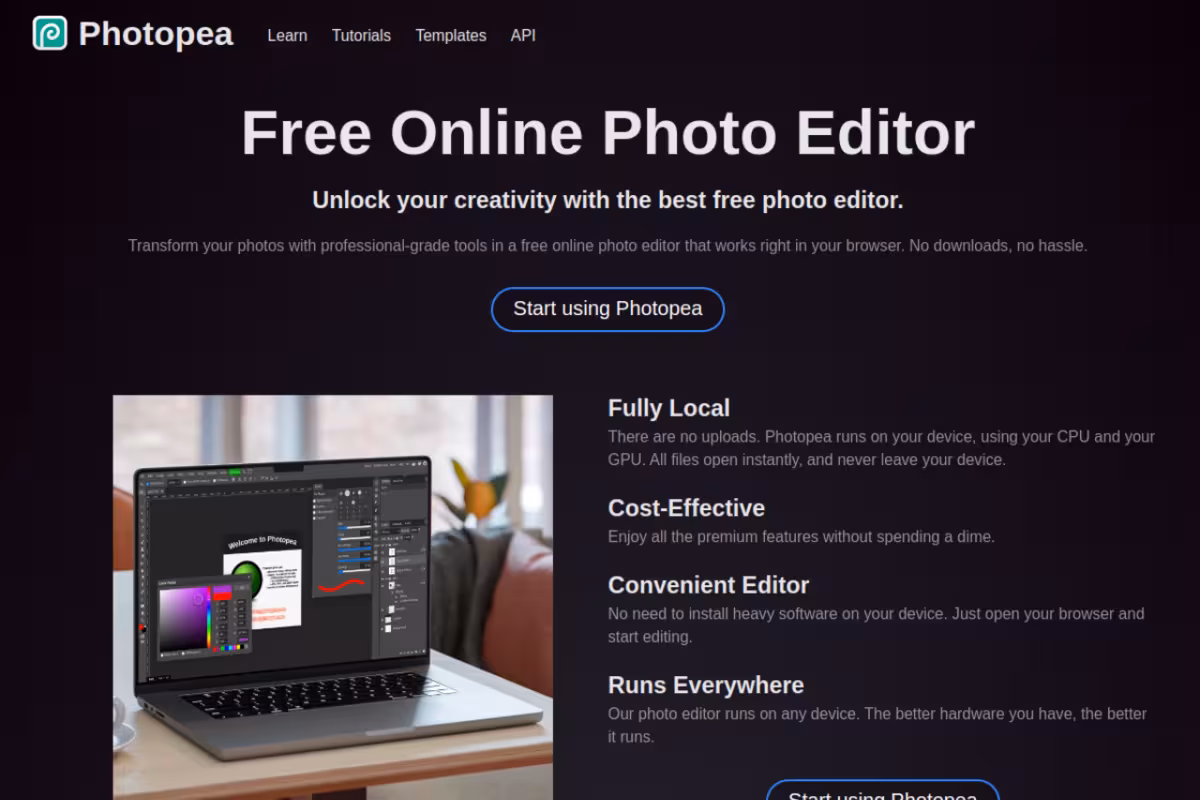Photopea homepage screenshot