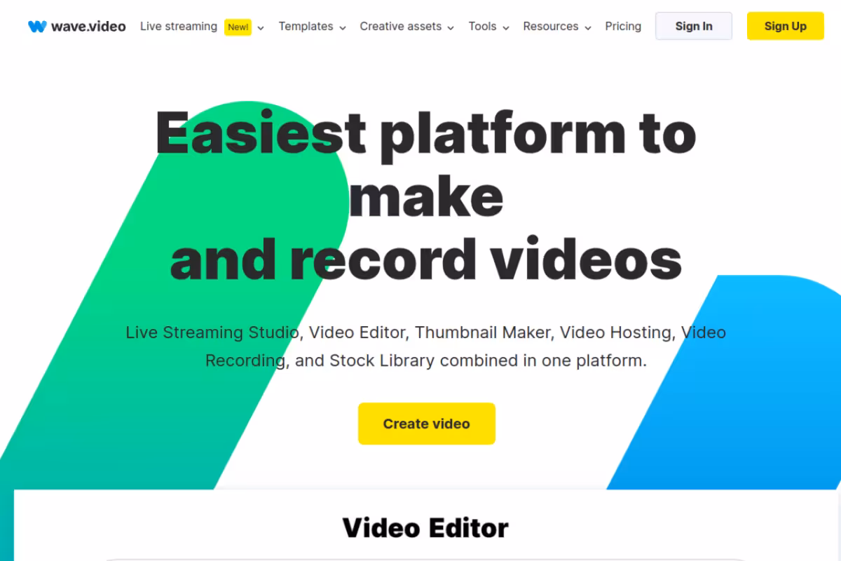 Wave.video homepage screenshot