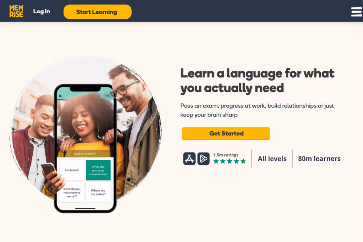 Memrise homepage screenshot