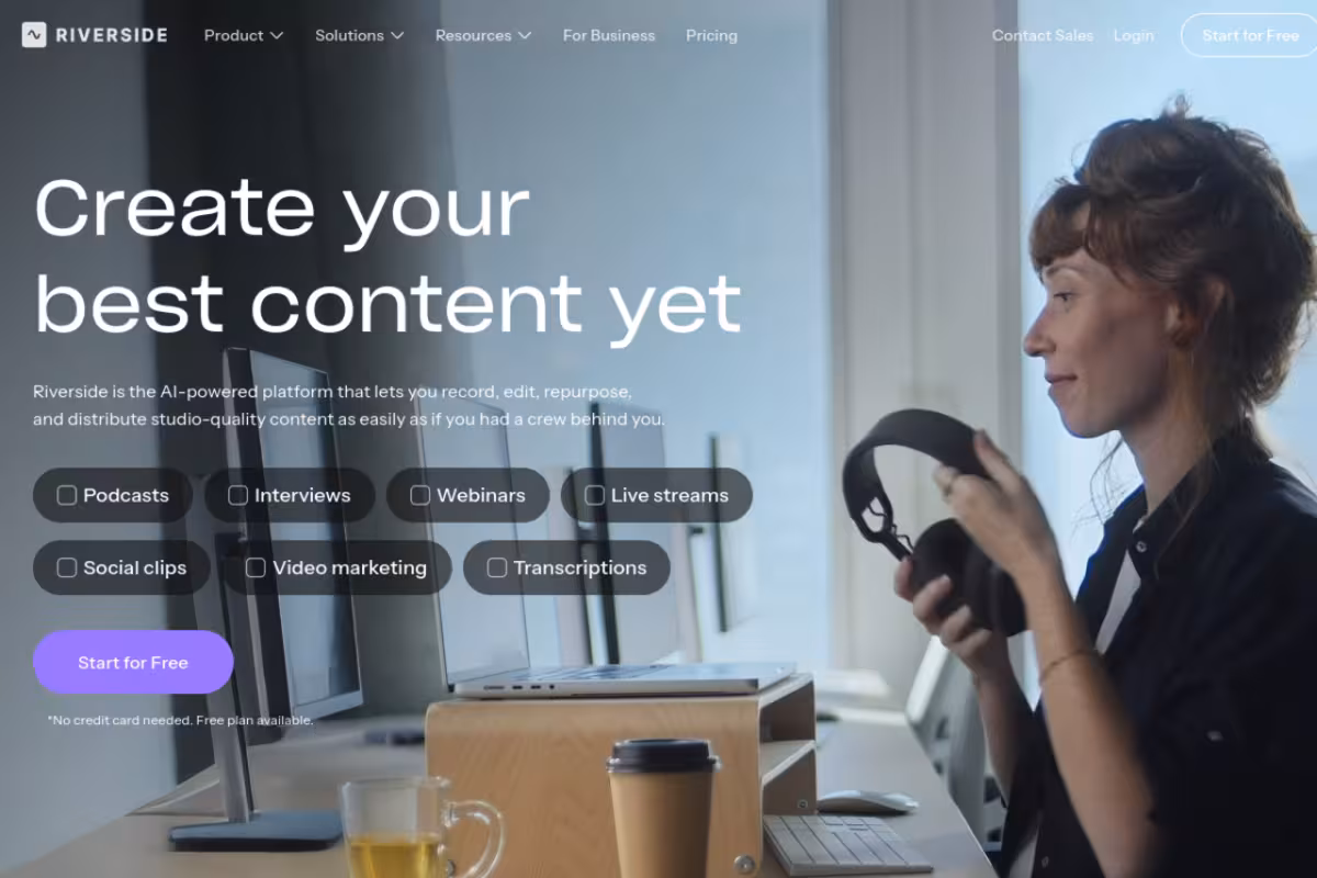Riverside homepage screenshot