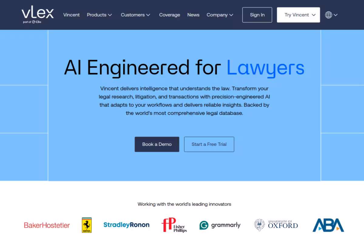 vLex homepage screenshot