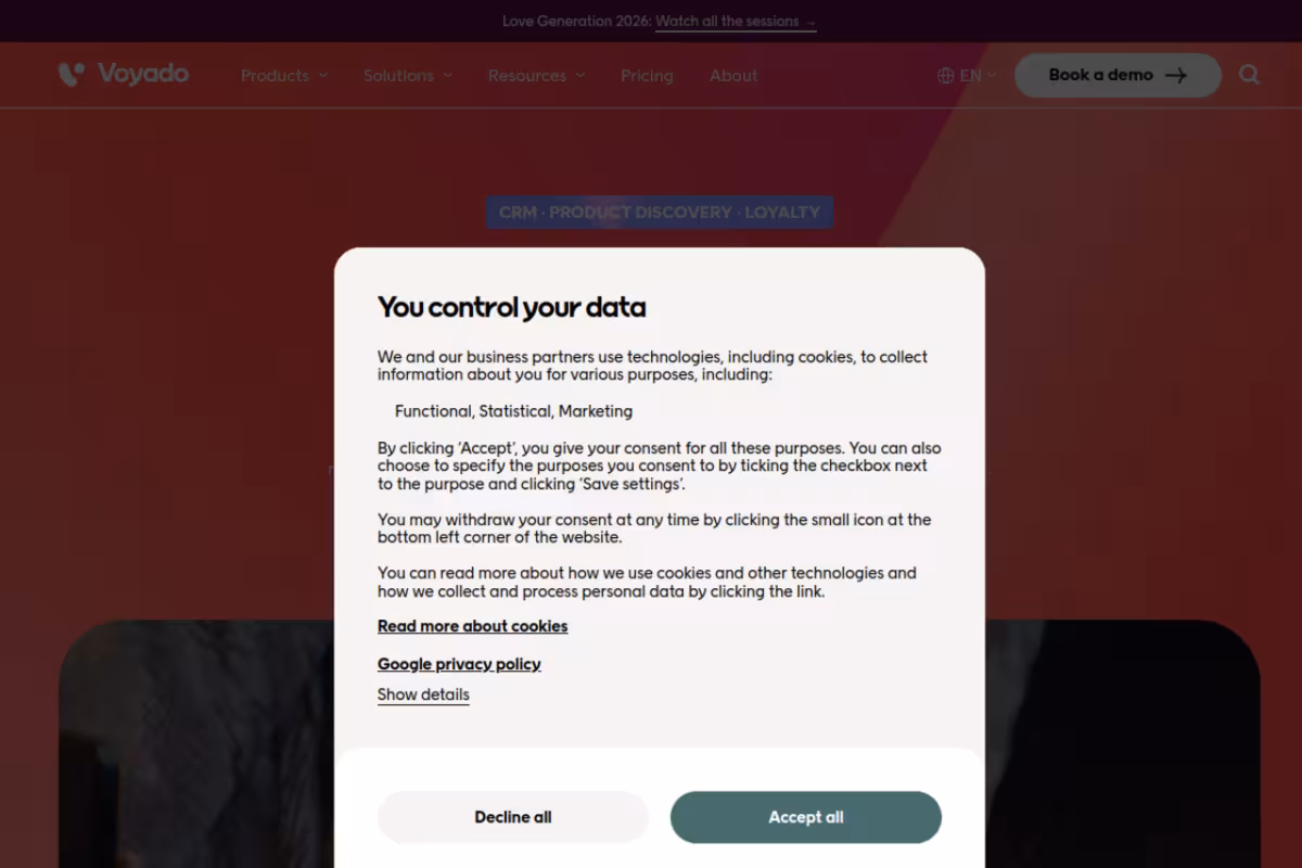 Voyado homepage screenshot