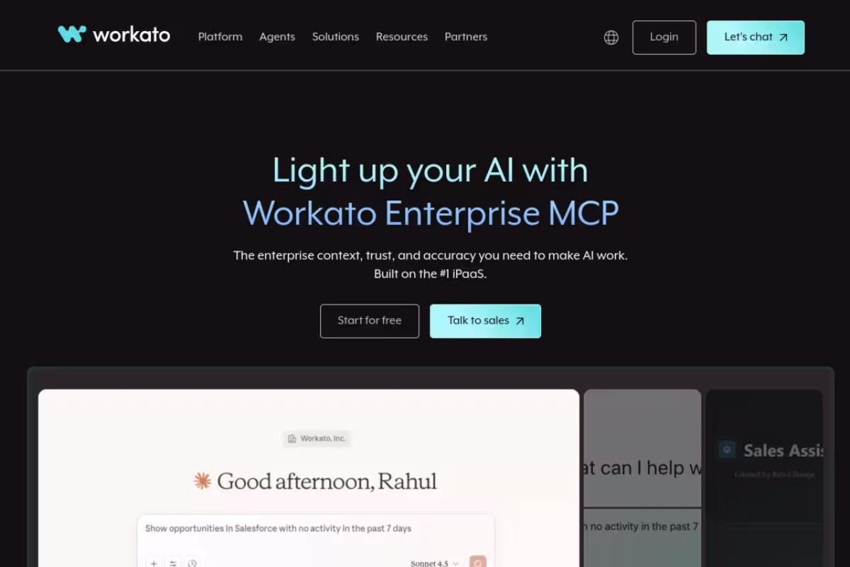 Workato homepage screenshot