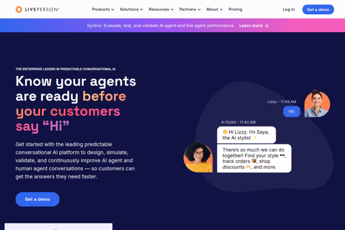 LivePerson homepage screenshot