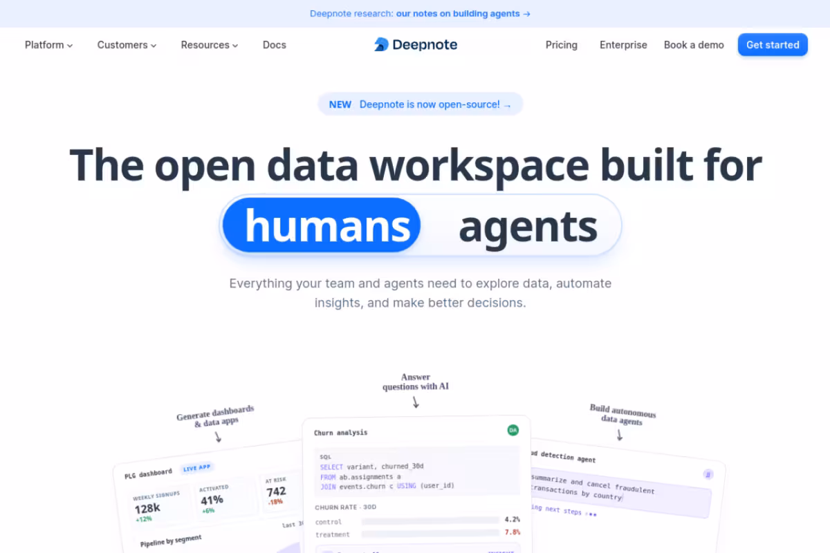 Deepnote Copilot homepage screenshot
