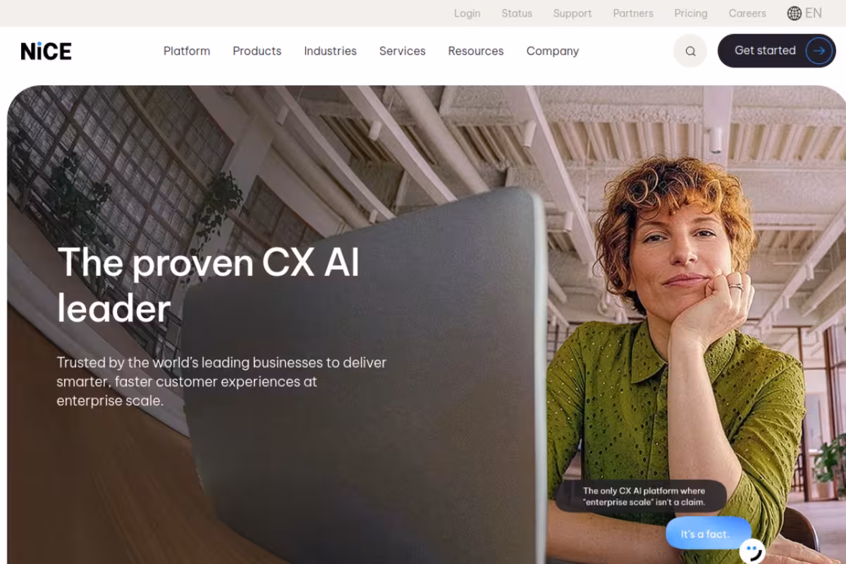 NICE CXone homepage screenshot