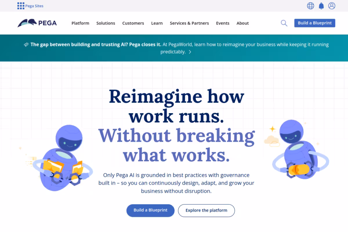 Pega homepage screenshot